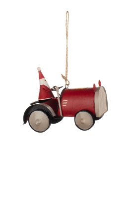 Red tractor with santa
