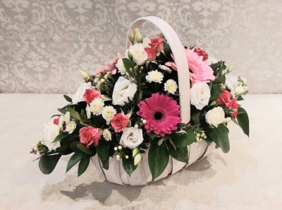 Pink & White Basket