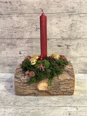 Mossy Woodland Single Candle Arrangement