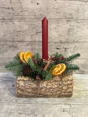 Single Candle Real Wood Candle Arrangement