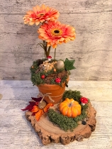 Autumn Gerbra Flowerpot Table Arrangement